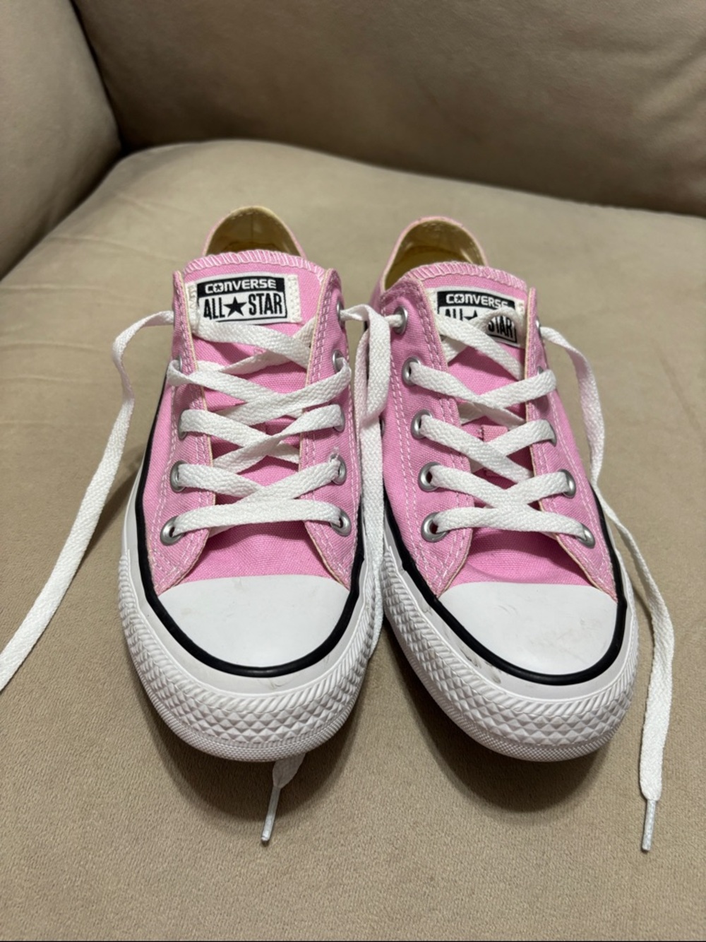 Converse All Star Low Top Sneakers in Pink & White